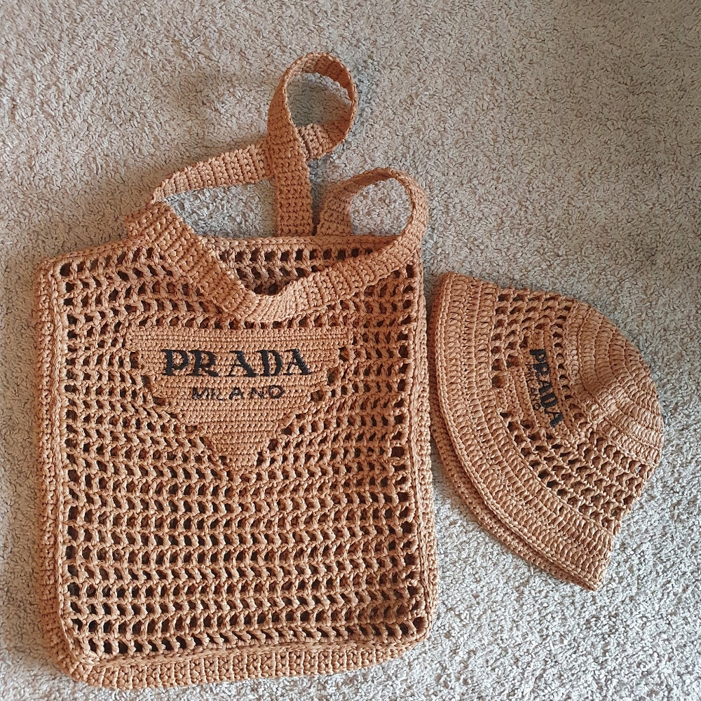 Prada Raffia Tote Bag and Hat